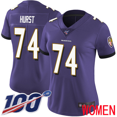 Baltimore Ravens Limited Purple Women James Hurst Home Jersey NFL Football #74 100th Season Vapor Untouchable